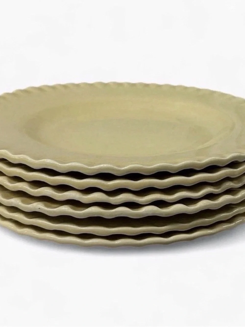 Pottery Barn Pie Crust Yellow 12.25” Oversized Dinner Plates Set of 6 Vintage
